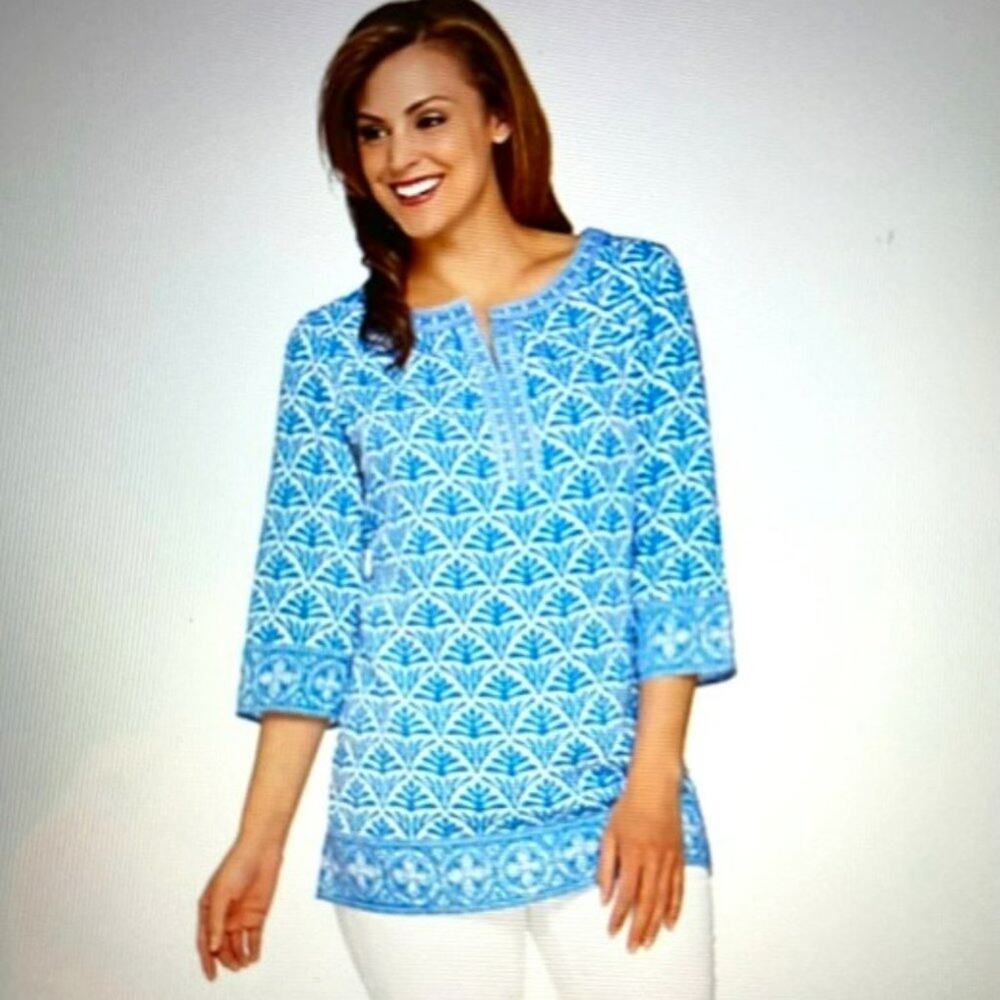 C. Wonder 3/4 Sleeve Printed Tunic with Embroidery Sz 16